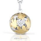 Collana con pendente Chiama Angeli in argento bianco e giallo con cuore in argento e zirconi. Collezione Roberto Giannotti SFA142