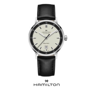 Orologio per uomo Hamilton, American Classic Intra-Matic Auto, movimento automatico, solotempo, quadrante beige, pelle nero. H38425720