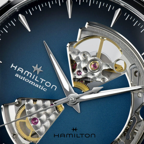 Orologio Jazzmaster Open Heart Auto Blue - Hamilton. orologi da polso Hamilton rivenditore Bellipario Gioielleria. Hamilton Watch H32675140 JAZZMASTER OPEN HEART AUTO Carica automatica | 40mm | H32675140