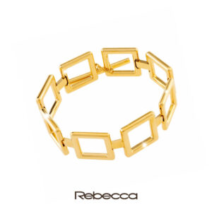 Bracciale rigido in bronzo dorato Ludi a maglia quadrata - Rebecca. Bracciale da donna collezione Rebecca BLUBBO03