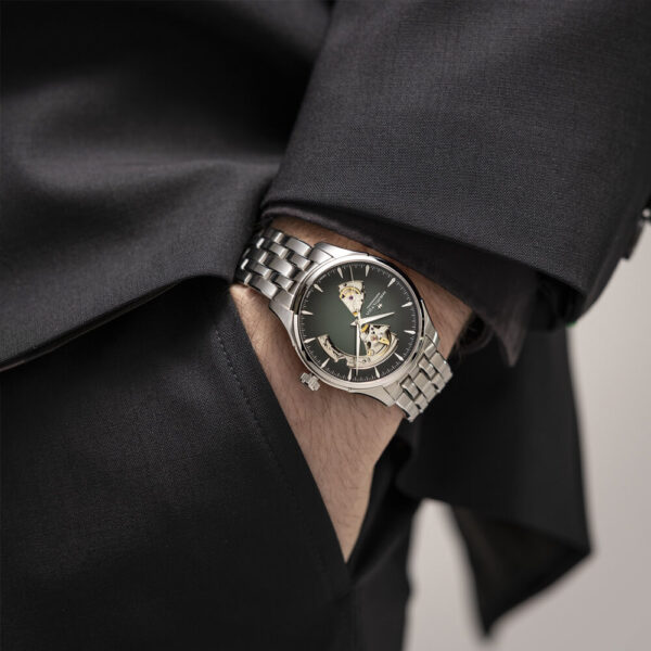 Orologio Jazzmaster Open Heart Auto Green - Hamilton. orologi da polso Hamilton rivenditore Bellipario Gioielleria. Hamilton Watch H32675160