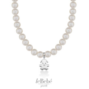 le PERLE - Collana BIMBA Oro Bianco, Perle e Diamante - leBebé. Collana in perle da donna. Bellipario Gioielleria rivenditore leBebè LBB801