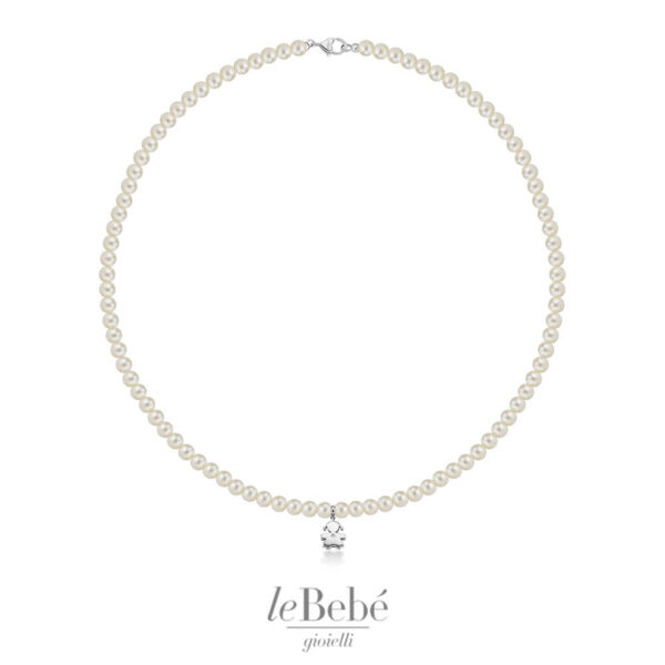 le PERLE - Collana BIMBA Oro Bianco, Perle e Diamante - leBebé. Collana in perle da donna. Bellipario Gioielleria rivenditore leBebè LBB801