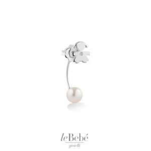 le PERLE - Mono Orecchino BIMBA Oro Bianco, Perla e Diamante - leBebé. Orecchini con perle da donna. Bellipario Gioielleria rivenditore leBebè LBB811