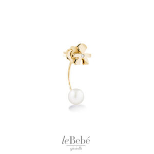 le PERLE - Mono orecchino BIMBO Oro Giallo, Perla e Diamante - leBebé. Orecchini con perle da donna. Bellipario Gioielleria rivenditore leBebè LBB812