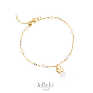 le PERLE - Bracciale BIMBA catena Oro Giallo, Perle e Diamante - leBebé. Bracciale con perle da donna. Bellipario Gioielleria rivenditore leBebè LBB833