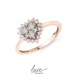 Anello in Oro Rosa con Diamanti e Cuore Diamanti collezione LUCE 191 linea ARMONIE – DonnaOro. LAF10446.011