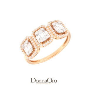 Anello trilogy FLOMMY in Oro Rosa 18 Kt. con Diamanti - DonnaOro. Anelli donna in oro. Bellipario Outlet Gioielli DFAF8961.065