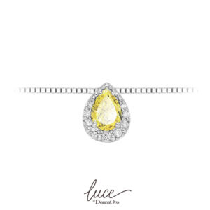 Collezione Luce di Donnaoro, girocollo pendente in oro bianco 18 Kt. con citrino e diamanti naturali. DonnaOro LPY10648.004