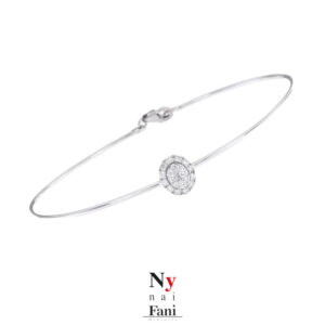 Bracciale rigido Oval in Oro Bianco con Diamanti collezione Ny nai Fani Gioielli. Bracciali da donna diamanti, Made in Italy. GBX1081