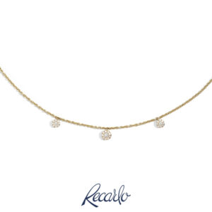 Girocollo in Oro Giallo 18 Kt. con 3 pendenti in pavé di Diamanti da donna, collezione Anniversary Glam. Collana Recarlo P84FA002/028