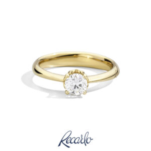 Anello solitario donna Recarlo, collezione Anniversary Glam in oro giallo18 Kt. e diamante. Griffe a 4 punte, anello fidanzamento, R01SO001/G