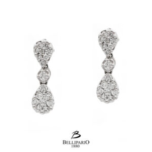 Orecchini Drops in Oro Bianco 18 Kt. con Diamanti - Bellipario 1880. Orecchini da donna con diamanti Bellipario Gioielleria AQ548